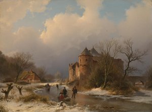 Ein Schloss in einer Winterlandschaft von Barend Cornelis Koekkoek