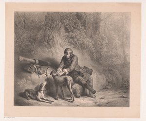 Jäger bereitet sich auf die Jagd vor von Barend Cornelis Koekkoek