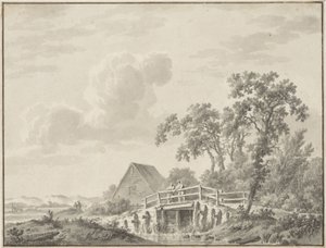 Landschaft an einem Dünensaum mit einem Fischer von Barend Cornelis Koekkoek
