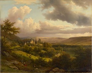 Luxemburgische Landschaft mit Blick auf Schloss Berg von Barend Cornelis Koekkoek