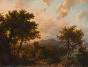 Sonnenuntergang am Rhein, 1853 von Barend Cornelis Koekkoek