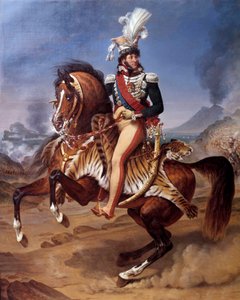 Reiterporträt von Joachim Murat (1767-1815), König von Neapel in Neapel mit Blick auf den Vesuv. Gemälde von Antoine Jean Gros (1771-1835) 19. Jahrhundert