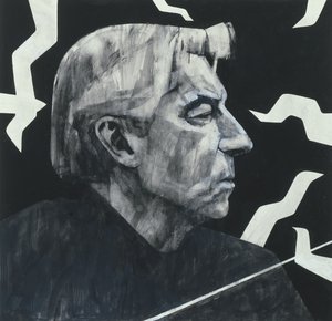 Porträt von Herbert von Karajan, Illustration für The Sunday Times, 1970er von Barry Fantoni
