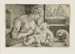 Mutter und Kind mit Schädel und Sanduhr, c. 1528-1530