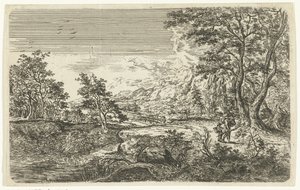Landschaft mit Mann und Junge von Bartholomäus Ignaz Weiss (attributed to)