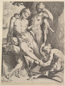 Oreaden entfernen einen Dorn aus dem Fuß eines Satyrs, 1590 von Bartholomeus Spranger