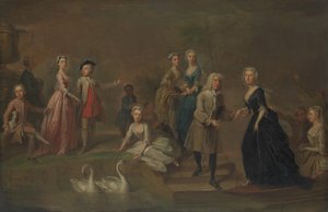 Uvedale Tomkyns Price 1685-1764 und Mitglieder seiner Familie, möglicherweise frühe 1730er von Bartholomew Dandridge