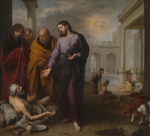 Christus heilt den Gelähmten am Teich Bethesda, 1667-1670 von Bartolomé Esteban Murillo