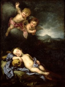Das schlafende Jesuskind auf dem Kreuz von Bartolomé Esteban Murillo