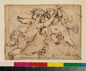 Zwei Putti auf Wolken, 1675-79