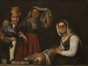 Vier Figuren auf der Treppe von Bartolomé Esteban Murillo