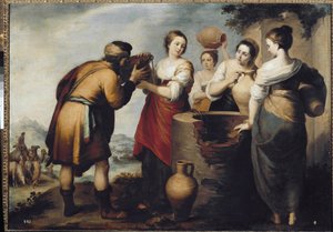 Rebekka und Eleasar am Brunnen von Bartolomé Esteban Murillo