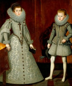 Porträt von Anne von Österreich und ihrem Bruder Philipp (später Philipp IV. von Spanien) von Bartolome Gonzalez