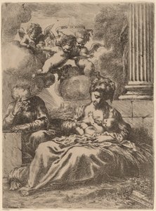 Die Heilige Familie an einer Säule, ca. 1655 von Bartolomeo Biscaino