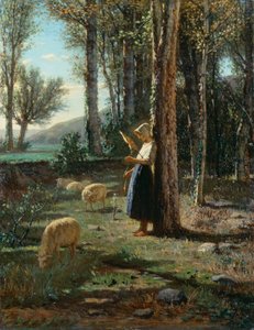 Hirtin mit Schafherde von Bartolomeo Giuliano