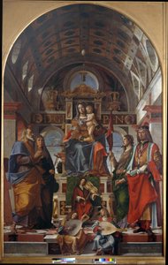 Madonna mit Kind und den Heiligen Andreas, Monika, Ursula und Sigismund von Bartolomeo Montagna