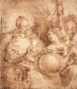 Porträt von Papst Gregor XIII., dreiviertel Länge, sitzend in einem Sessel von Bartolomeo Passarotti
