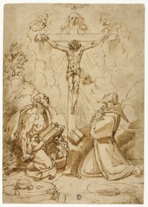 Die Heiligen Hieronymus und Franz von Assisi, die die Dreifaltigkeit anbeten von Bartolomeo Passarotti