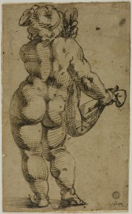 Stehender Putto von hinten gesehen