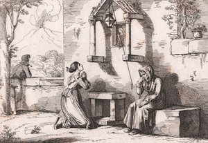 Eine Tochter betet zur Madonna für ihre kranke Mutter von Bartolomeo Pinelli