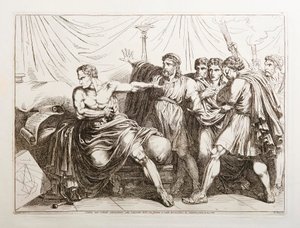 Cato, der die Knechtschaft fern der Heimat nicht überleben will, tötet sich, indem er sich die Eingeweide herausreißt von Bartolomeo Pinelli