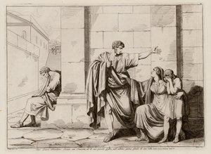 Gaius Gracchus verabschiedet sich von seiner Frau und seinem Sohn