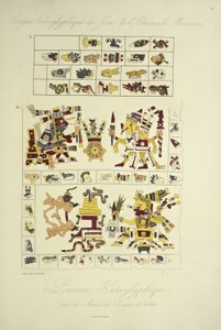 Hieroglyphische Malereien, aus dem Borgia-Manuskript in Veletri, Illustration aus 