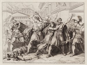 Philodamus und sein Sohn verteidigen Philodamus