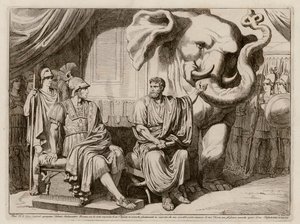 Pyrrhus von Epirus und sein Elefant (Radierung) von Bartolomeo Pinelli