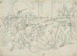 Studie zu Ereignissen aus dem Leben von Massaroni, einem italienischen Banditen von Bartolomeo Pinelli