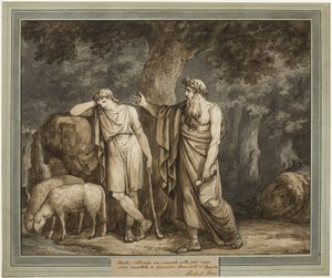 Telemachus wird von Termosiris, Priester des Apollo, getröstet, aus Die Abenteuer des Telemachus, Buch 2