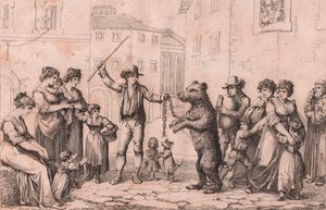 Der Bärentanz in Rom, Radierung von Bartolomeo Pinelli von Bartolomeo Pinelli