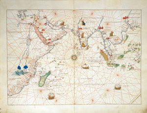 Der Indische Ozean und Teile Asiens und Afrikas, aus Atlas der Welt in dreiunddreißig Karten, von Battista Agnese