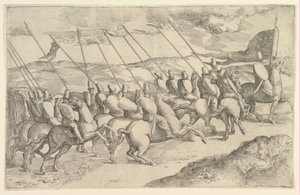 Eine Gesellschaft von Reitern von Battista Franco Veneziano
