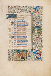 Dezember Kalenderseite; Schweineschlachtung; Steinbock von Bedford Master