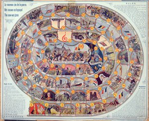 Brettspiel über Ereignisse und die Entwicklung des 1. Weltkriegs in Belgien, ca. 1918-19