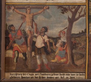 Maarke. Kapelle (Sint-Vincentiuskapel). Innenraum. Gemälde. Das Martyrium des Heiligen Vinzenz. 19. Jahrhundert (Detail)