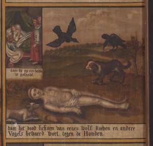 Maarke. Kapelle (Sint-Vincentiuskapel). Innenraum. Gemälde. Das Martyrium des Heiligen Vincentius. 19. Jahrhundert. Detail
