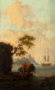 Zweiter Hinterraum, Besprechungsraum, Wandgemälde mit ländlichen Szenen im klassischen Stil, wahrscheinlich um 1810, Szene 5