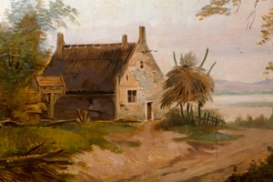 Zweiter Hinterraum, Besprechungsraum, Wandmalereien mit ländlichen Szenen im klassischen Stil, wahrscheinlich um 1810, Szene 7 von Belgian School