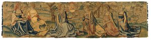 Wandteppich, Die Prinzessin und ihr Freier, möglicherweise aus Brüssel (Wolle & Seide) von Belgian School