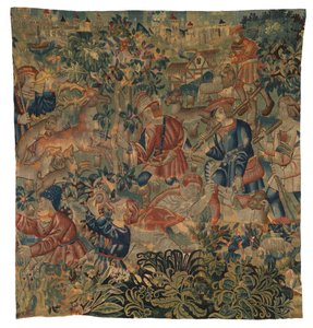 Wandteppich mit Jagdszenen, möglicherweise aus Tournai, ca. 1500 (Wolle)