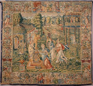 Die Gaben der Pomona, Nymphe der Früchte, Tapisserie der Brüsseler Manufakturen, 16. Jahrhundert, Genua, Musei di Strada Nuova von Belgian School