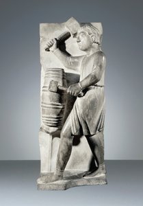 August, Statue aus dem Zyklus der Monate, Baptisterium von Parma von Benedetto Antelami