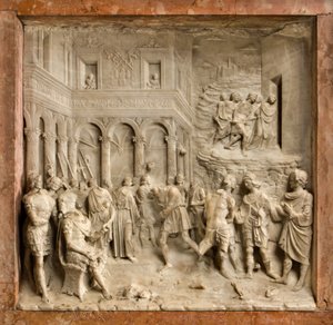 Krypta, Arche der Heiligen Marcellinus und Peter Exorzist, Benedetto Briosco 1506-08, Santi Mercellino und Peter vor dem Richter von Benedetto Briosco