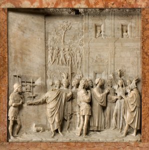 Krypta, Arche der Heiligen Marcellinus und Peter Exorzist, Benedikt Briosco 1506-08, Heiliger Petrus befreit Pauline vom Dämon von Benedetto Briosco
