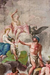 Allegorische Darstellung des Olymps mit Jupiter, Ceres und Vulkan (Detail) von Benedetto Cotarti