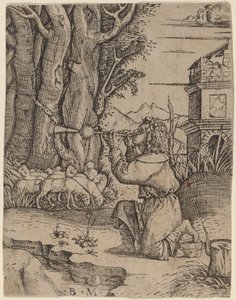 Hirte mit Platerspiel von Benedetto Montagna