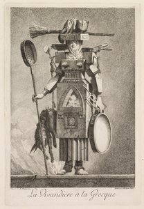 Maskerade à la Grecque: Die Marketenderin à la Grecque (Tafel 2, 1771) von Benigno Bossi