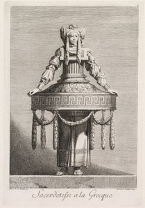 Maskerade à la Grecque: Priesterin à la Grecque, Tafel 8, 1771 von Benigno Bossi